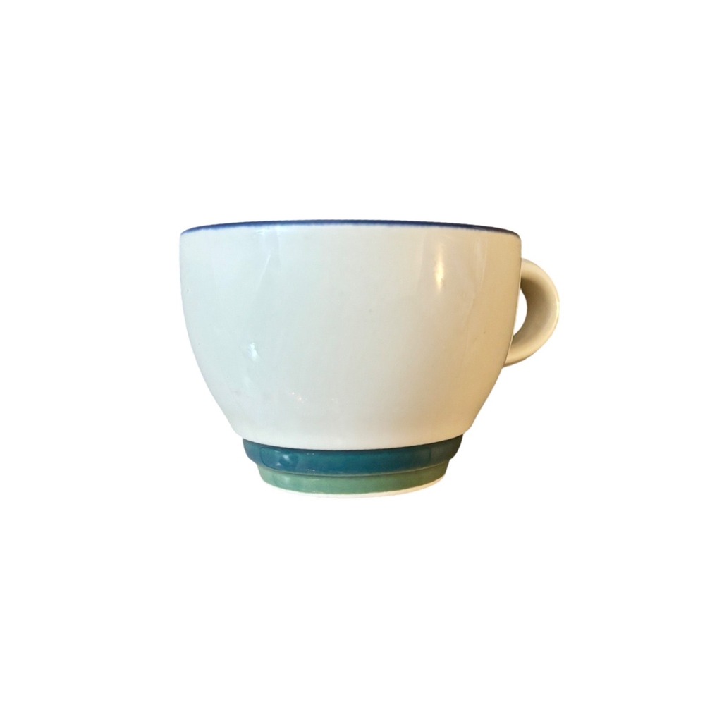 Pfaltzgraff Ocean‎ Breeze Stoneware Coffee Tea Mug Blue & Green Stripe USA